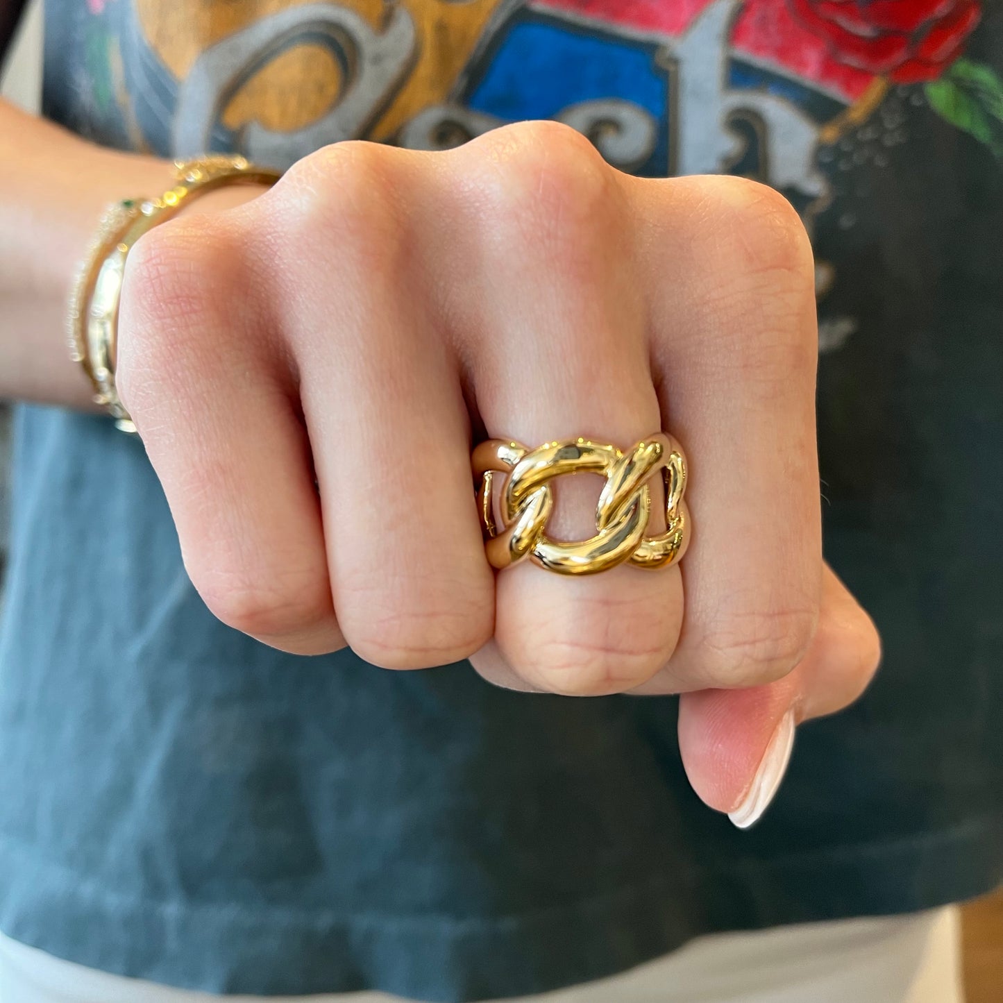 Large Gold Link Ring