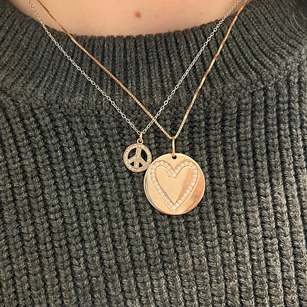 Diamond Heart Disc Necklace