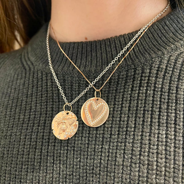 Diamond Heart Disc Necklace