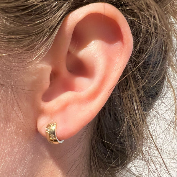 Diamond Burnished in Star Shape Huggie Earrings