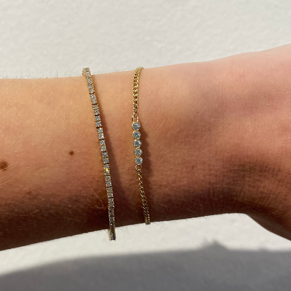 Gold Curb Chain Diamond ID Bracelet