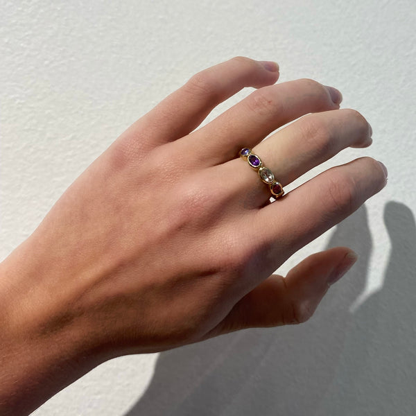 Oval Eternity Rainbow Ring