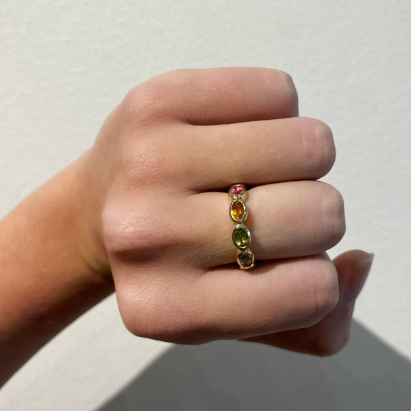 Oval Eternity Rainbow Ring