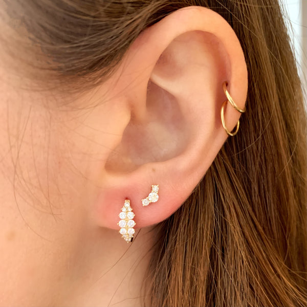 Marquise Illusion Diamond Huggie Earrings