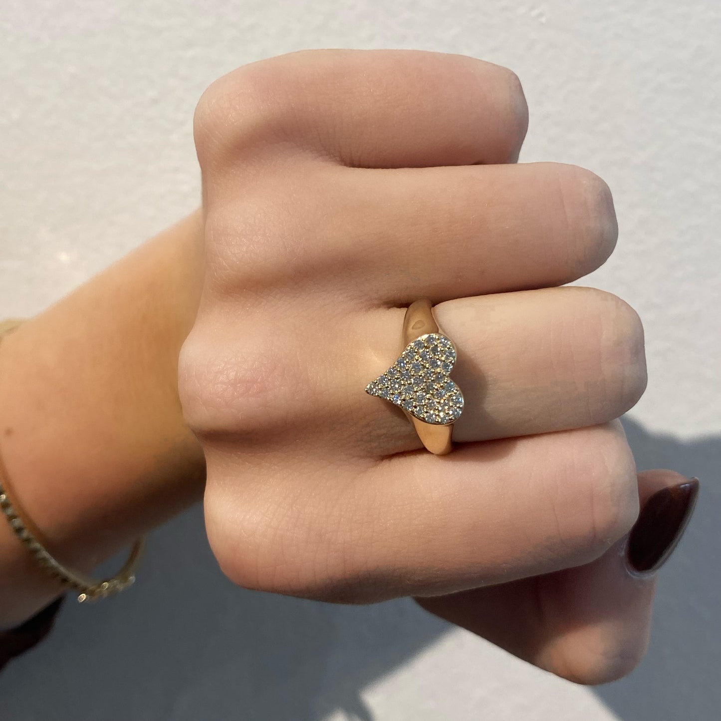 Pave Diamond Heart Signet Ring