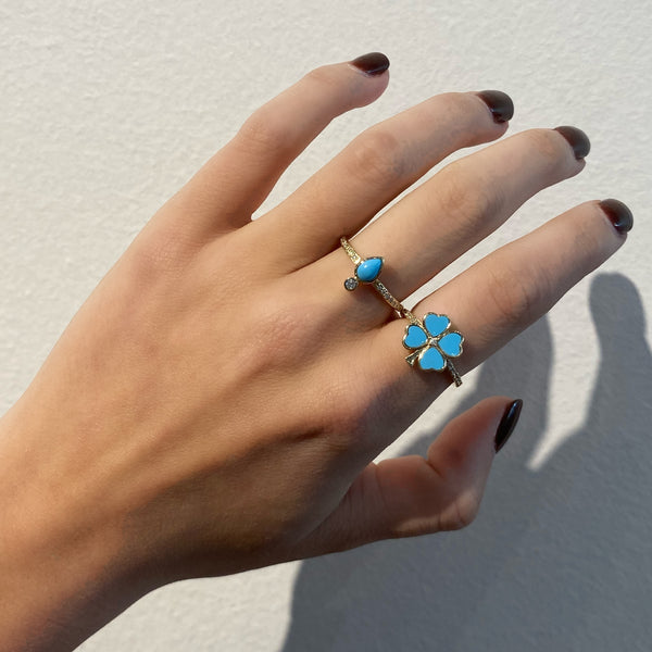Pear Turquoise & Diamond Ring