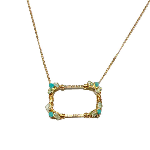 Mixed Stone Rectangular Center Necklace