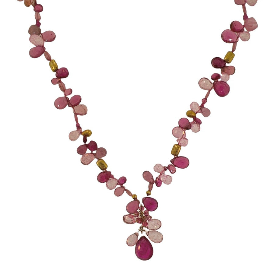 Pink Tourmaline Cluster Necklace