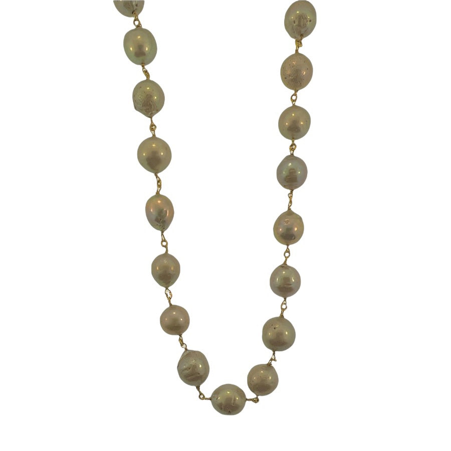 Gray Pearls on Wire Necklace
