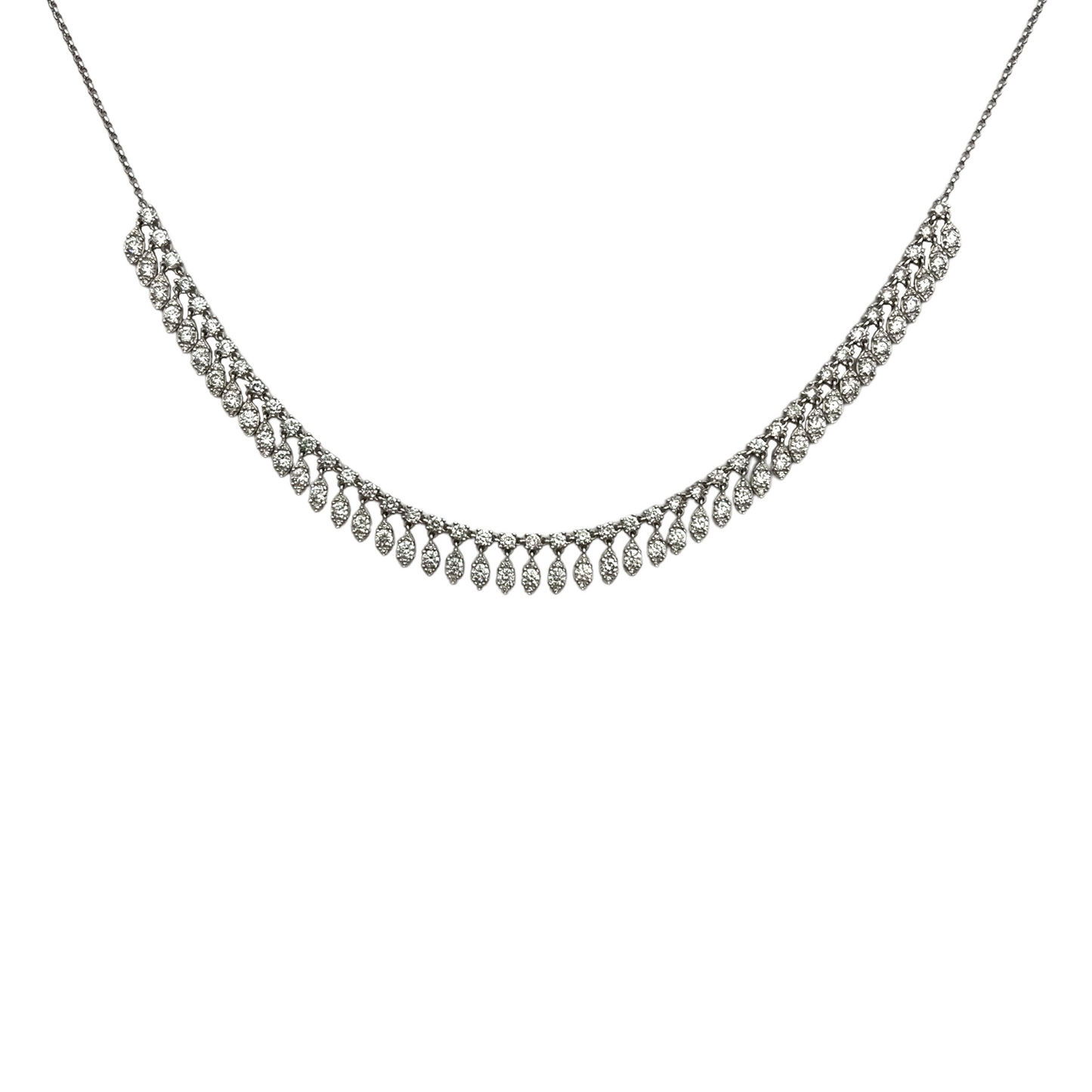 White Gold Diamond Fringe Necklace