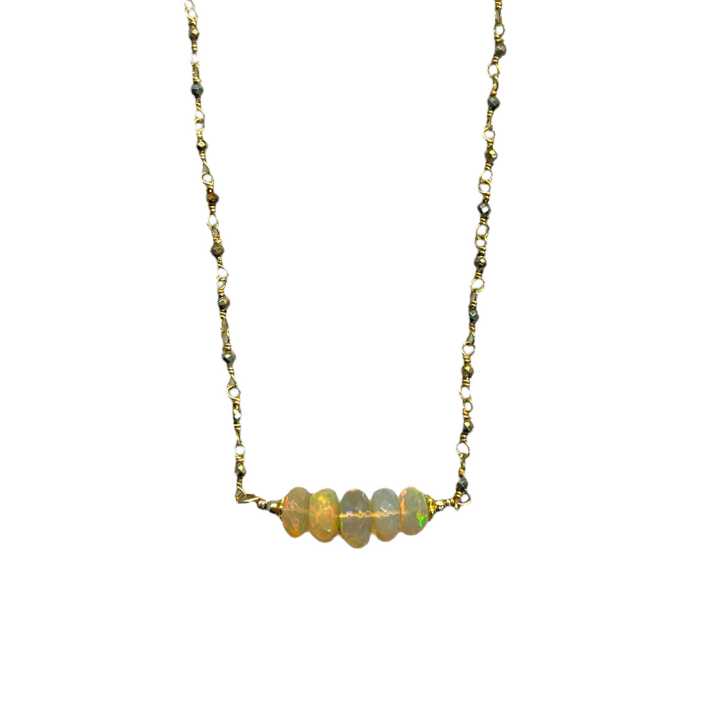Ethiopian Opal & Pyrite Necklace