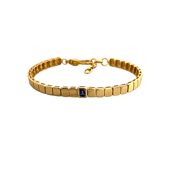 Blue Sapphire Brick Link Bracelet