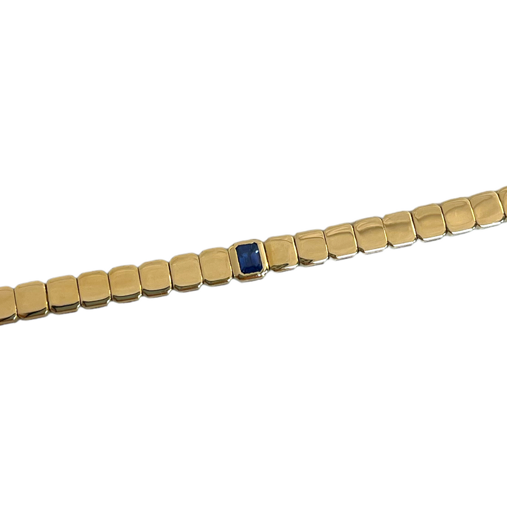 Blue Sapphire Brick Link Bracelet