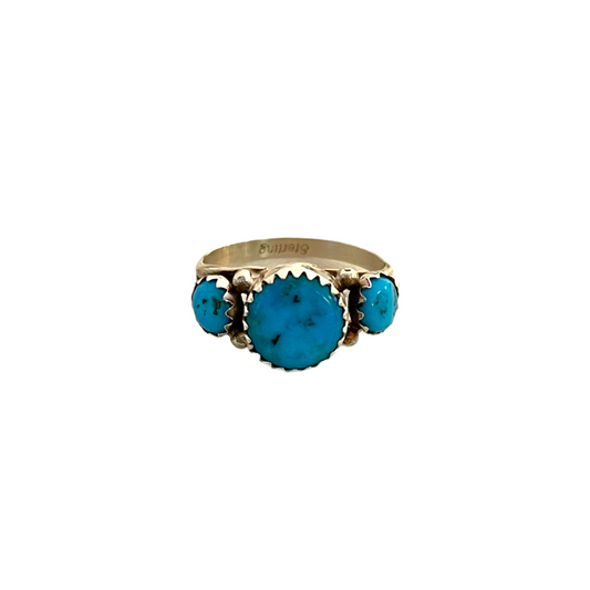 Vintage Round Turquoise Trio Ring