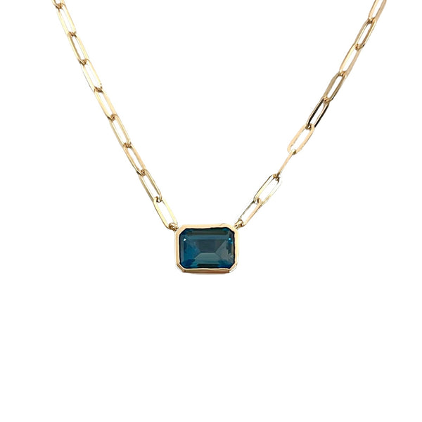 London Blue Topaz Solitaire Necklace