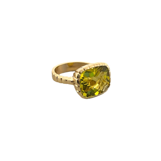 Beveled Bezel Lemon Quartz Ring
