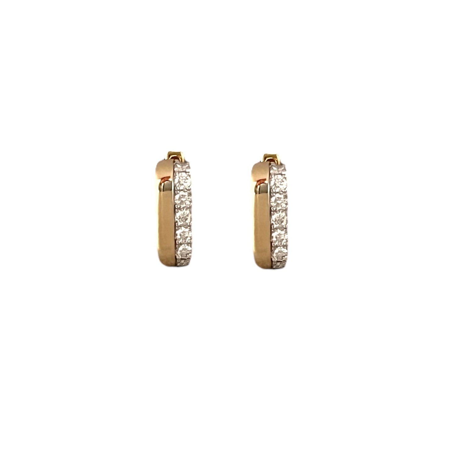 Split Diamond & Gold Bubble Huggie Earrings