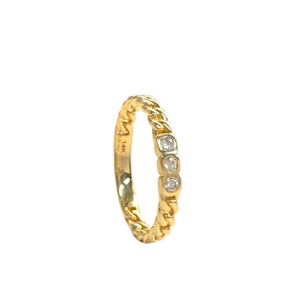 Curb Chain 3 Diamond Ring