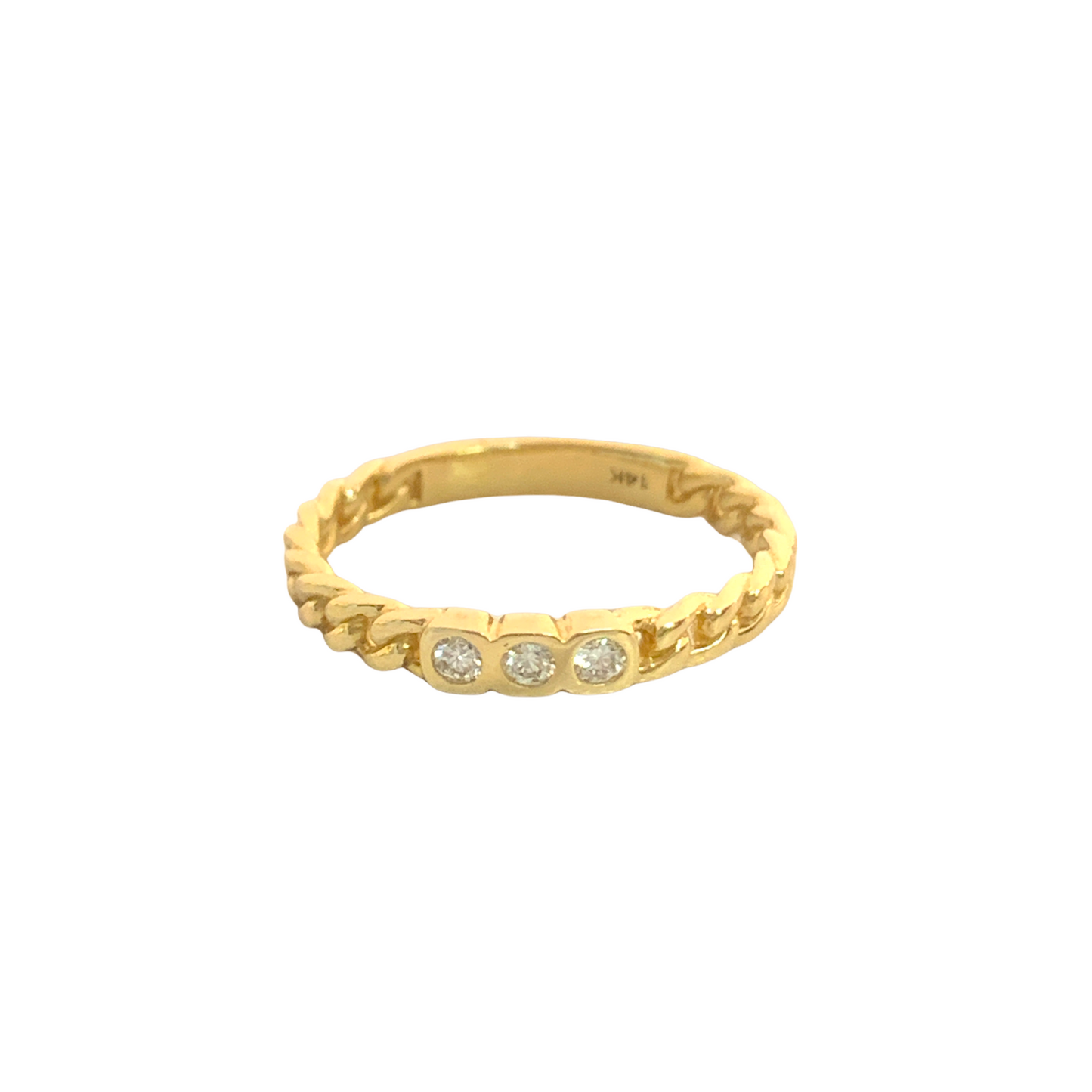 Curb Chain 3 Diamond Ring