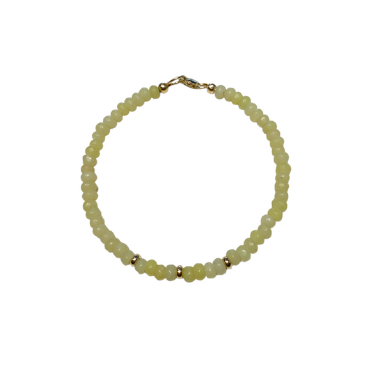 Apple Green Agate and Gold Bead Bracelet