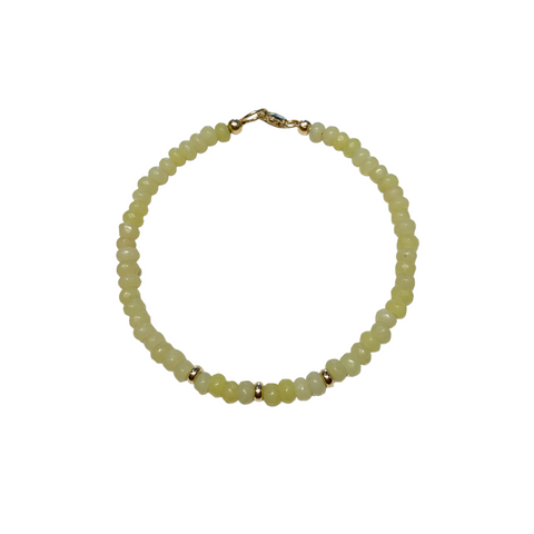 Apple Green Agate and Gold Bead Bracelet