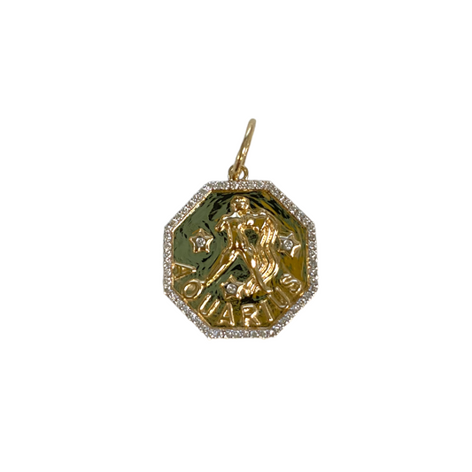 Aquarius Gold and Diamond Pendant