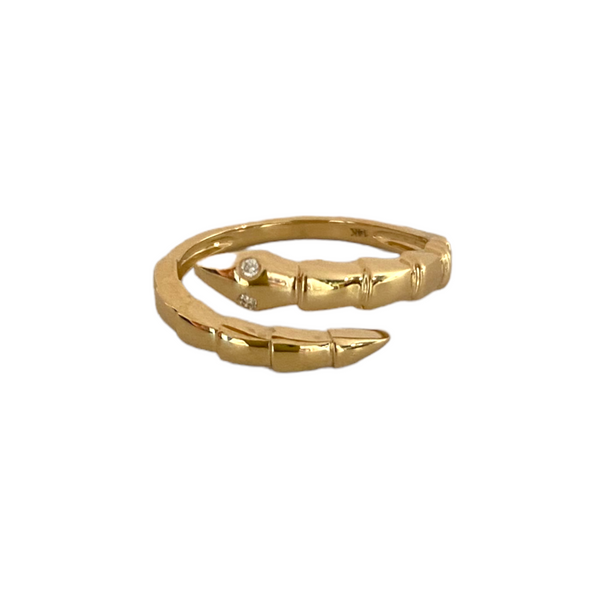 Gold Snake with Diamond Eyes Ring