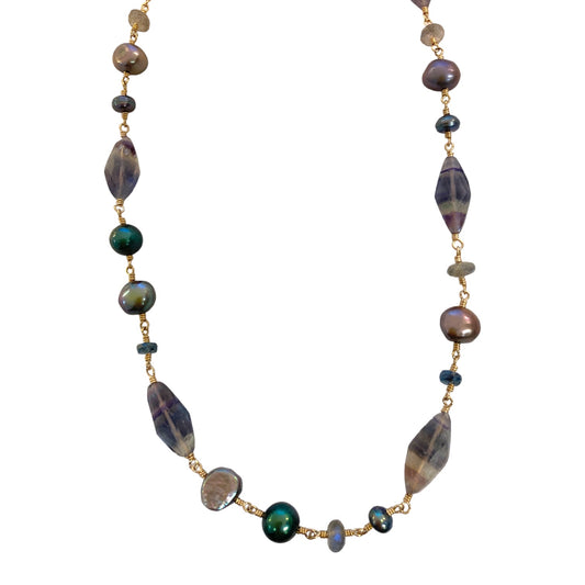 Mixed Gemstone & Pearl Necklace