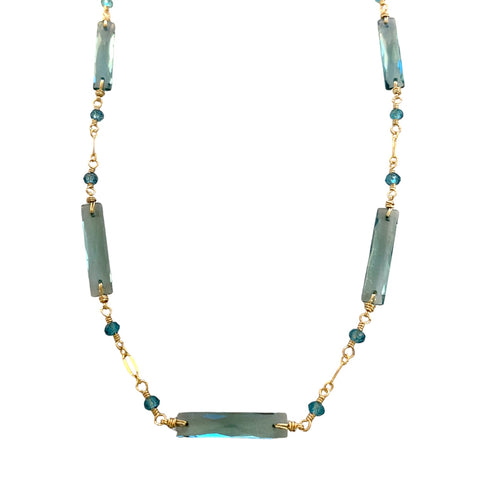 London Blue Topaz & Teal Quartz Necklace