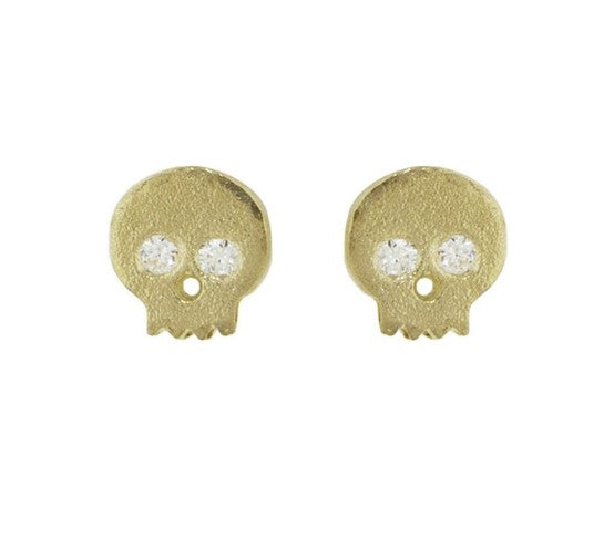 Skull with Diamond Eyes stud Earrings