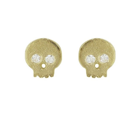 Skull with Diamond Eyes stud Earrings