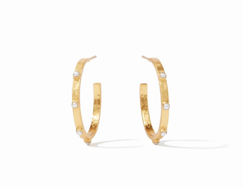 Crescent Pearl Hoops