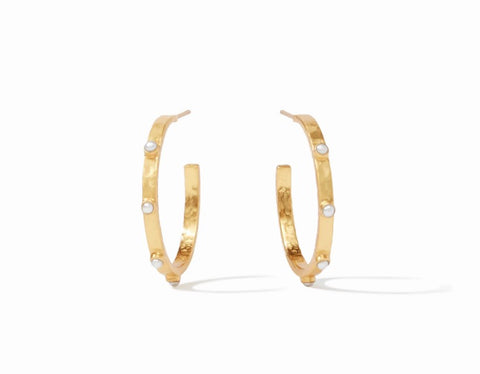 Crescent Pearl Hoops
