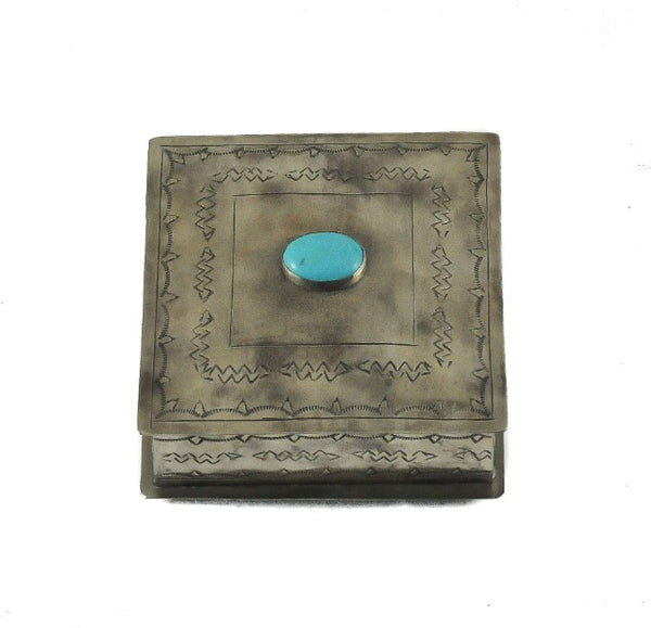 Square Stamped Turquoise Box