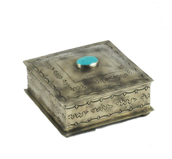 Square Stamped Turquoise Box