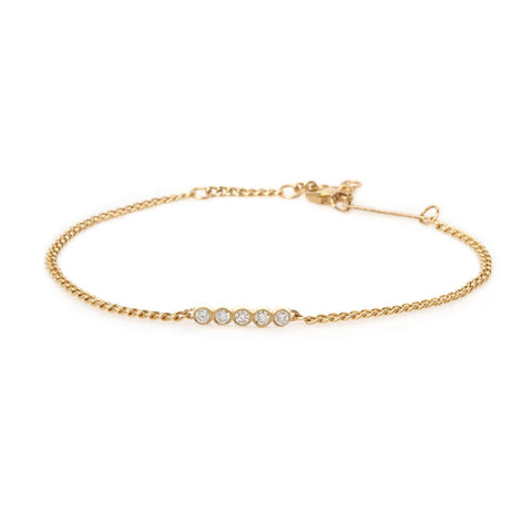 Gold Curb Chain Diamond ID Bracelet