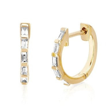 Diamond Baguette Huggie Earrings