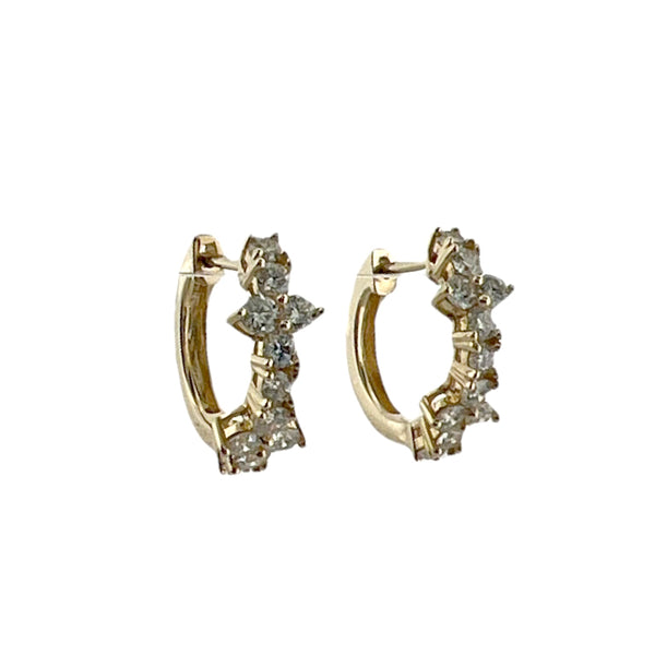Large Diamond Quad Diamond Huggie Earrings