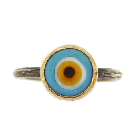 Large Blue Quartz Evil Eye Ring