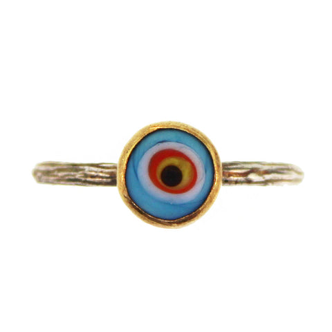 Mini Blue Quartz Evil Eye Ring