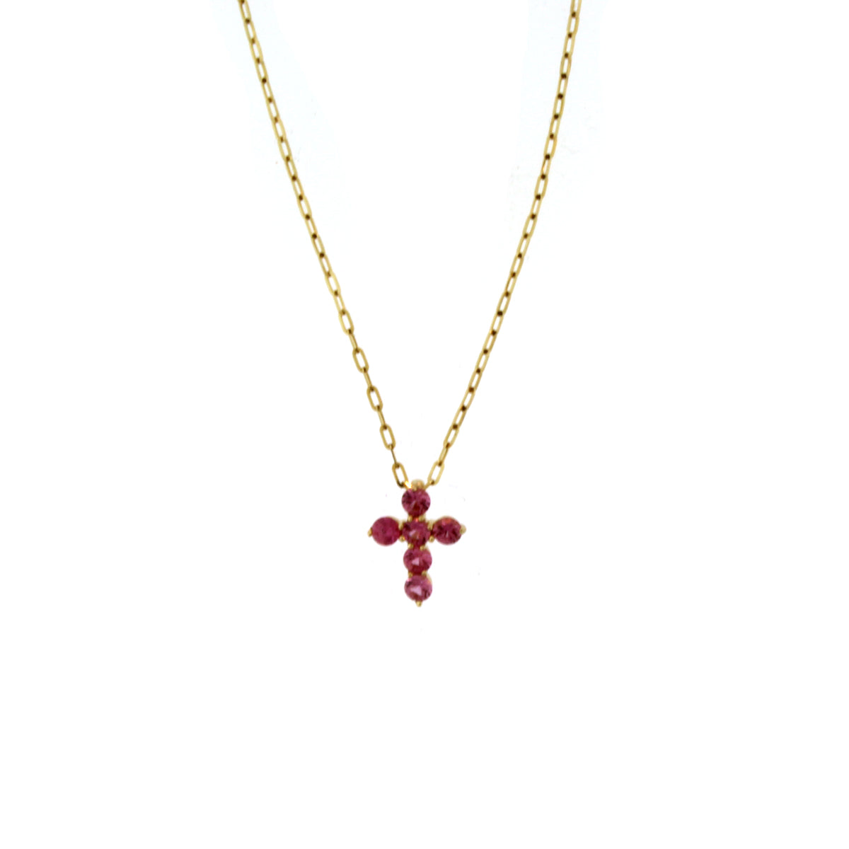 Petite Pink Sapphire Cross Necklace