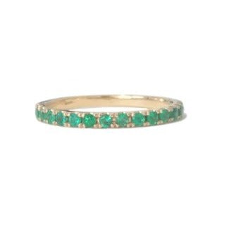 Gold Pave Emerald Half Eternity Ring