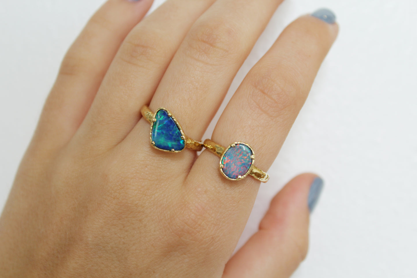 Oval Hammered Opal Ring