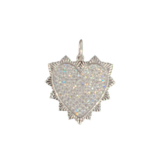 White Gold Pave Heart Pendant