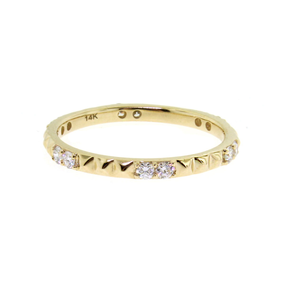Gold Pyramid Ring with Diamonds