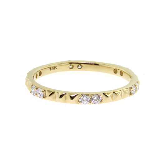 Gold Pyramid Ring with Diamonds