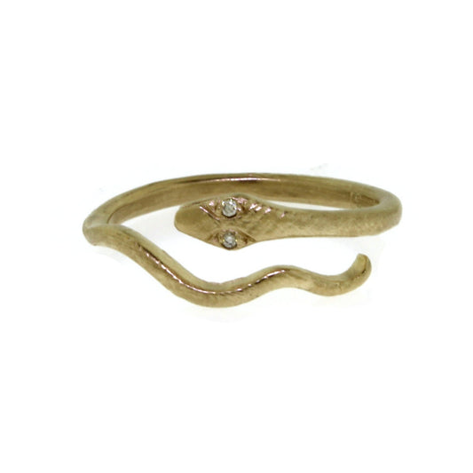 Snake Ring with Diamond Eyes