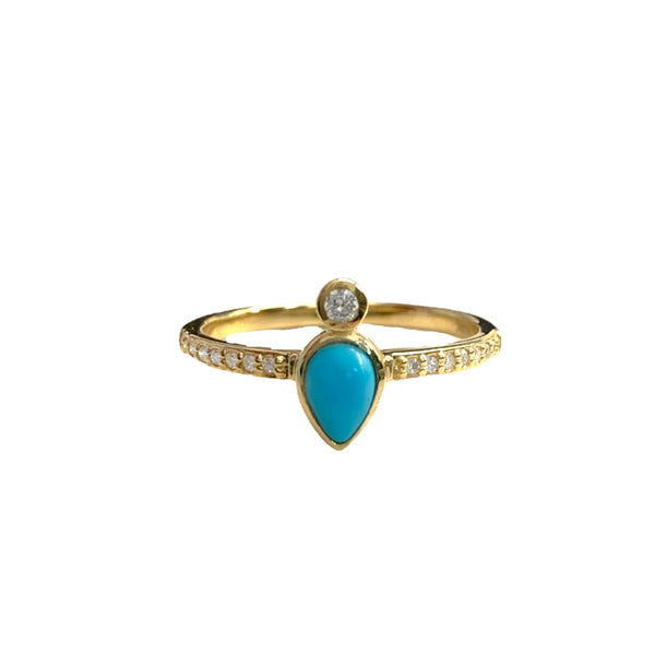 Pear Turquoise & Diamond Ring